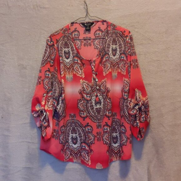 Pink Floral Haggar Blouse - Picture 1 of 6
